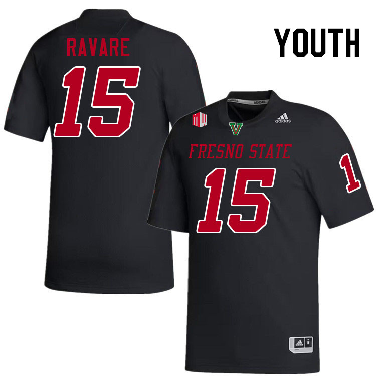 Youth #15 Lyndon Ravare Fresno State Bulldogs College Football Jerseys Stitched-Black